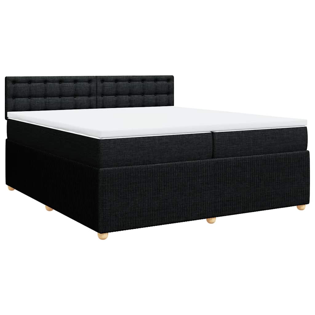 Krevet s oprugama i madracem crni 200x200 cm od tkanine
