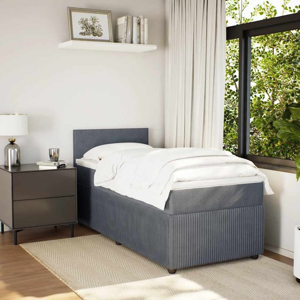 Box spring krevet s madracem tamnosivi 80 x 200 cm baršunasti