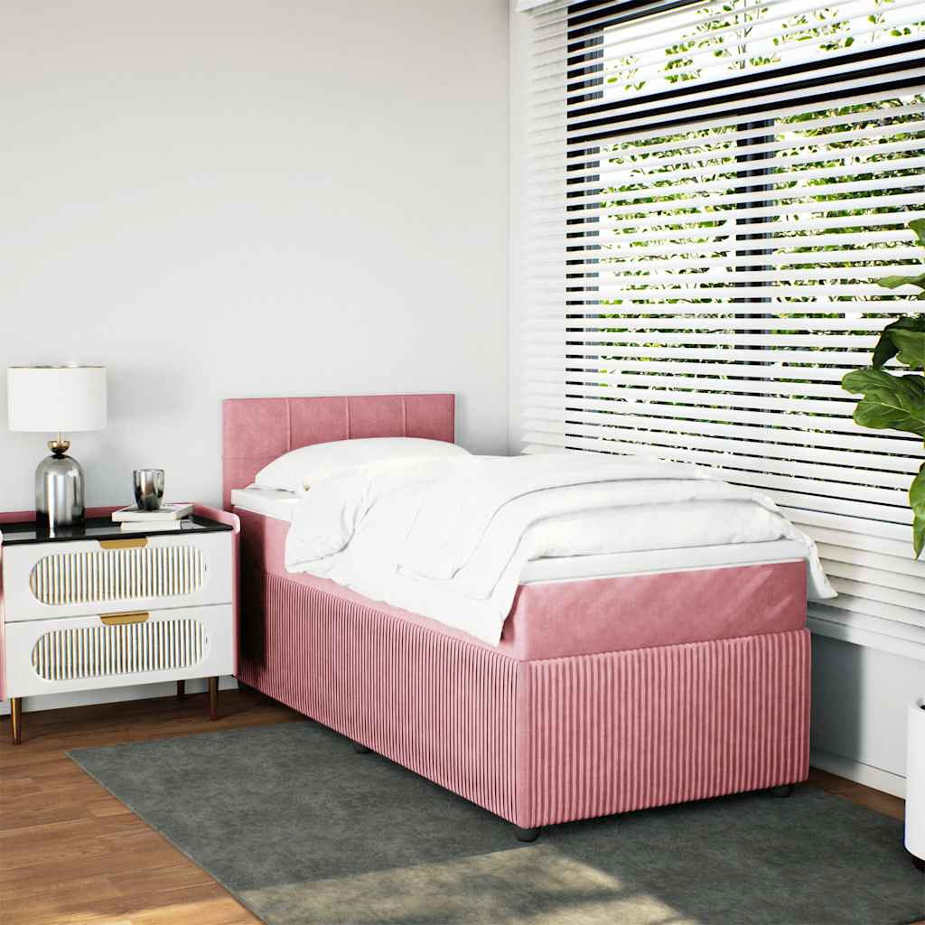Box spring krevet s madracem ružičasti 80 x 200 cm baršunasti