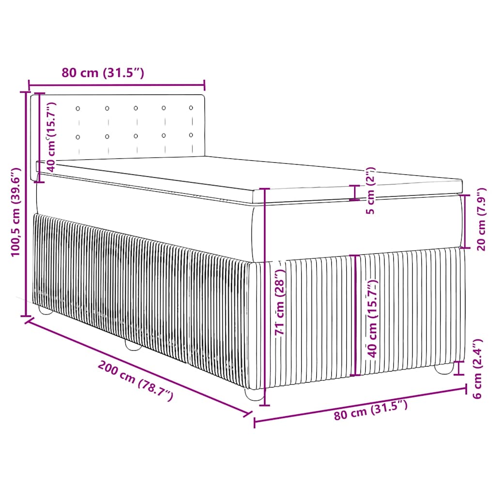 Box spring krevet s madracem plavi 80 x 200 cm baršunasti