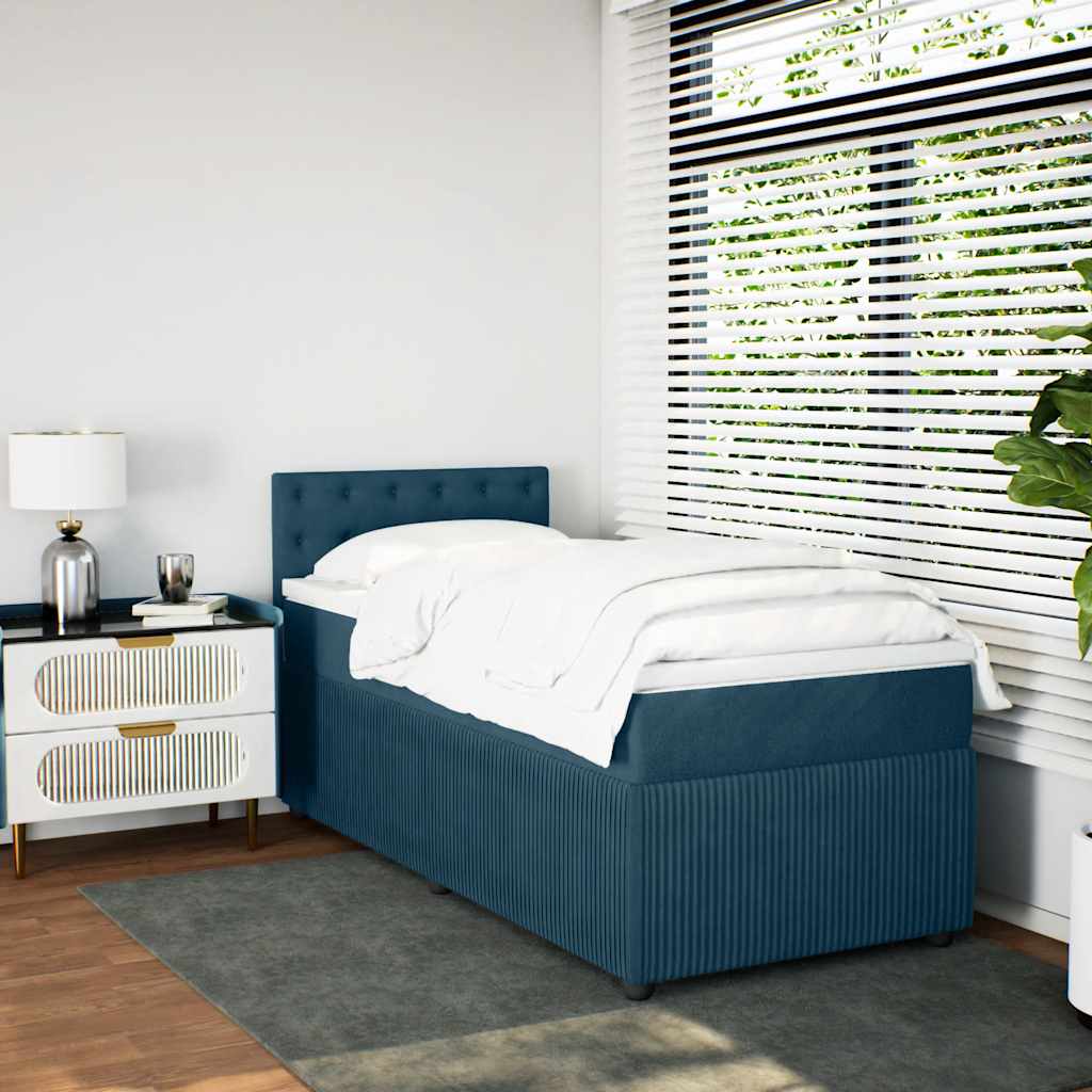 Box spring krevet s madracem plavi 80 x 200 cm baršunasti