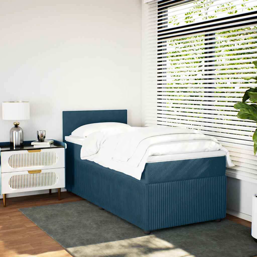 Box spring krevet s madracem plavi 90x190 cm baršunasti