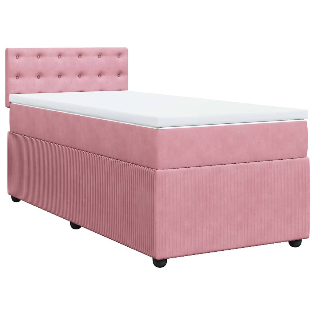 Box spring krevet s madracem ružičasti 90x190 cm baršunasti