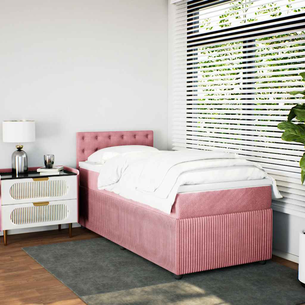Box spring krevet s madracem ružičasti 90x190 cm baršunasti