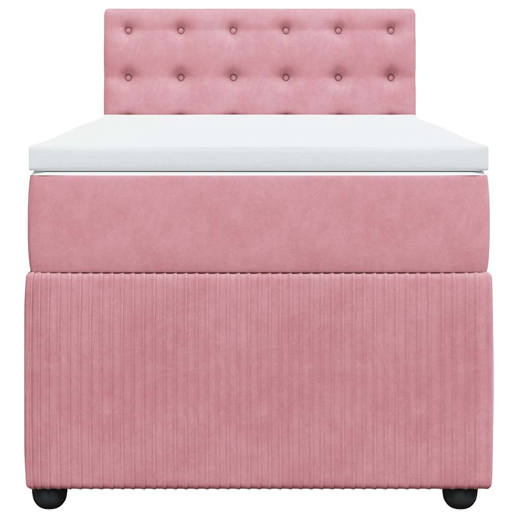 Box spring krevet s madracem ružičasti 90x190 cm baršunasti