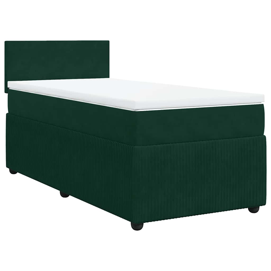 Box spring krevet s madracem tamnozeleni 90x200 cm baršunasti