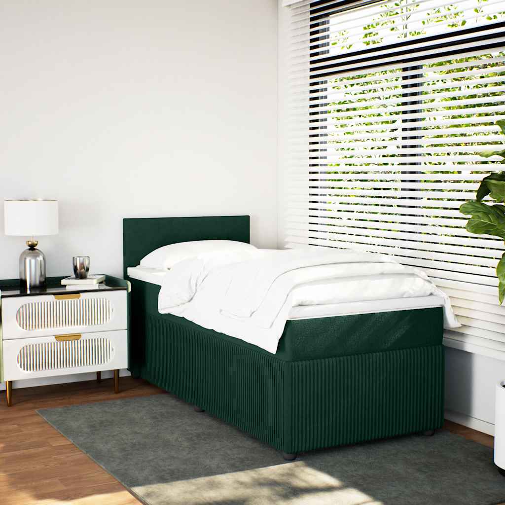 Box spring krevet s madracem tamnozeleni 90x200 cm baršunasti