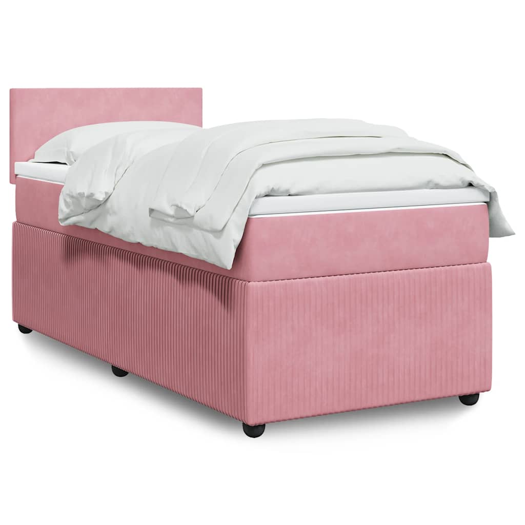Box spring krevet s madracem ružičasti 90x200 cm baršunasti