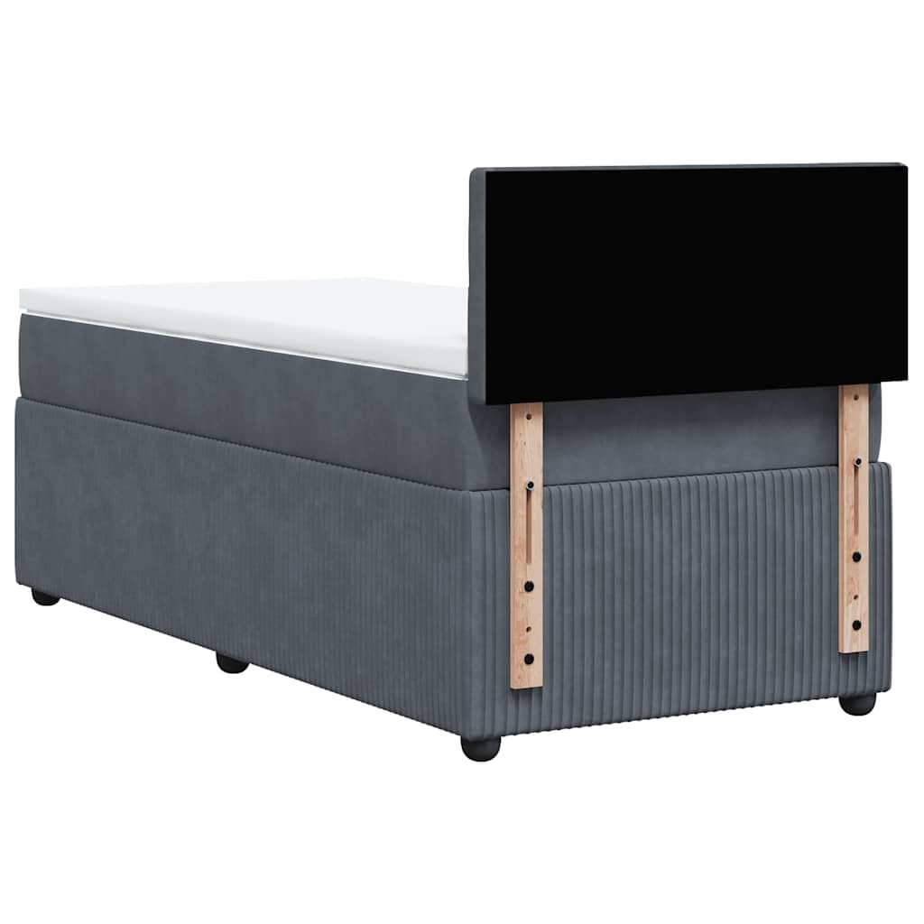 Box spring krevet s madracem tamnosivi 90x200 cm baršunasti