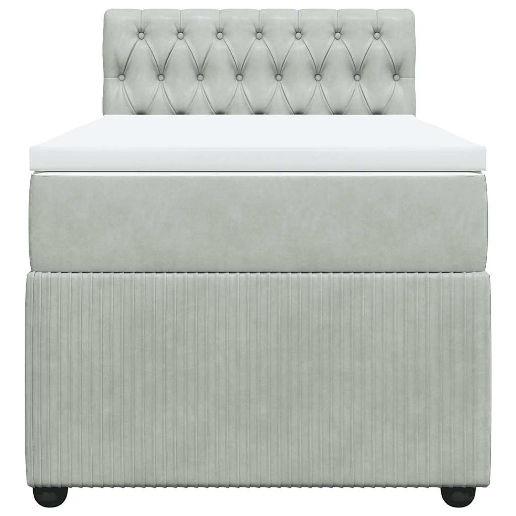 Box spring krevet s madracem svjetlosivi 90x190 cm baršunasti