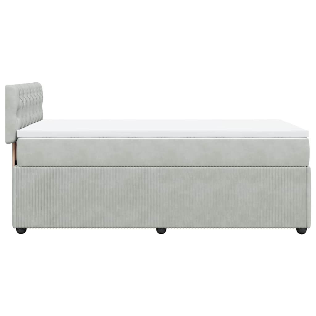 Box spring krevet s madracem svjetlosivi 90x190 cm baršunasti