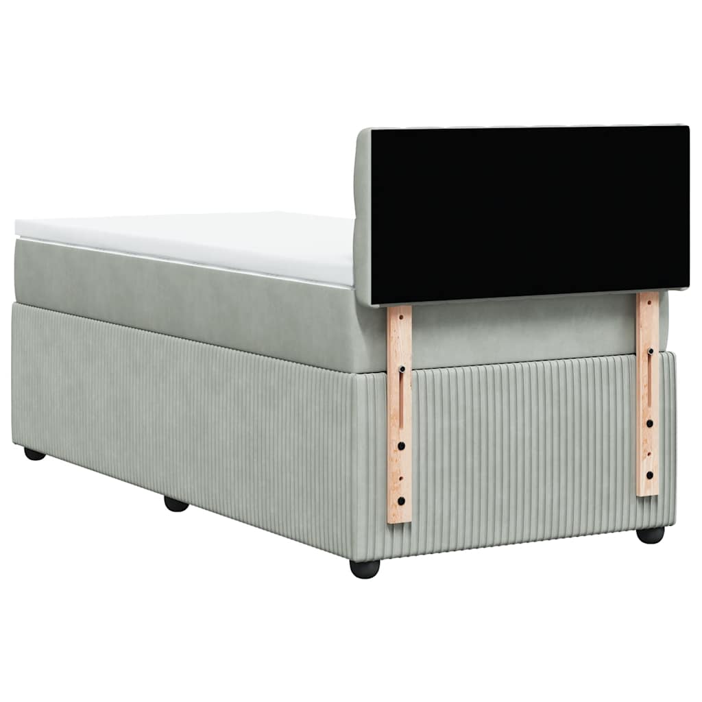 Box spring krevet s madracem svjetlosivi 90x190 cm baršunasti