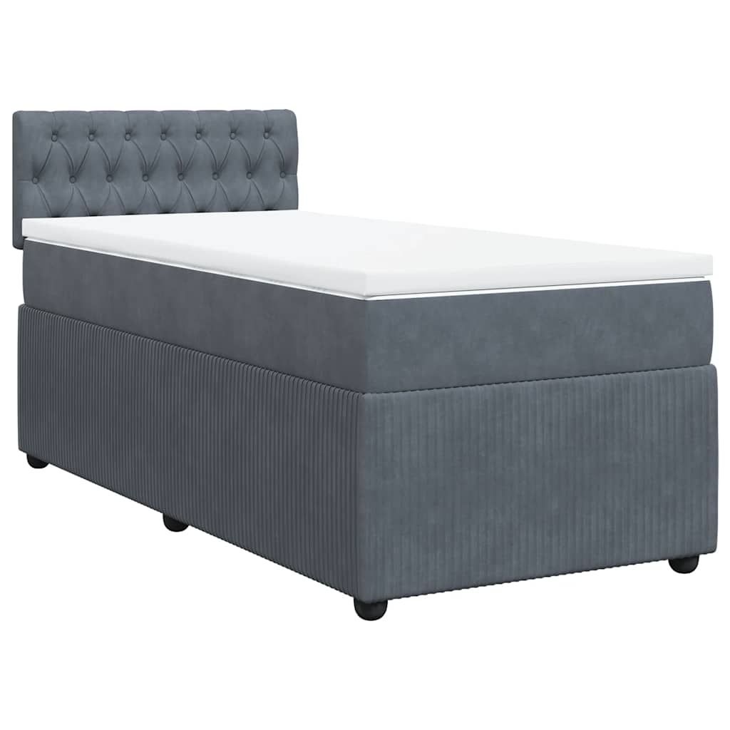 Box spring krevet s madracem tamnosivi 90x200 cm baršunasti