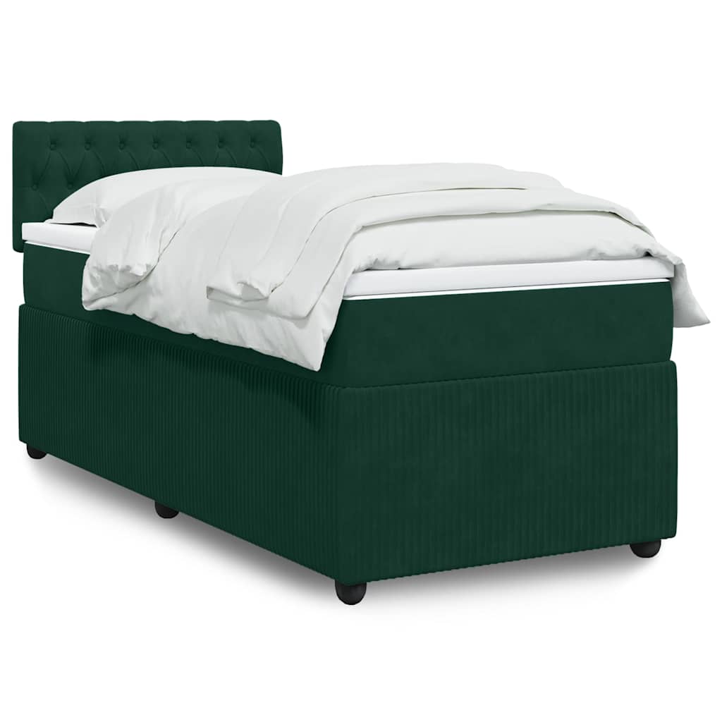 Box spring krevet s madracem tamnozeleni 90x200 cm baršunasti