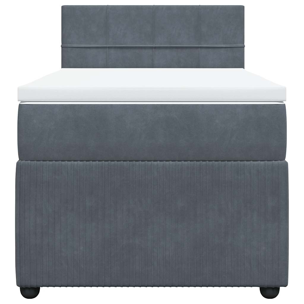 Box spring krevet s madracem tamnosivi 90x200 cm baršunasti