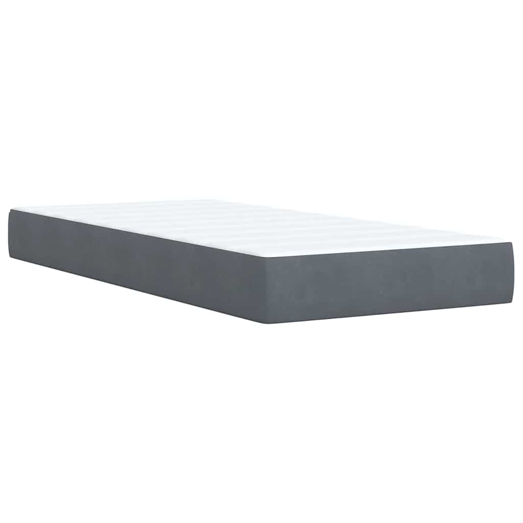Box spring krevet s madracem tamnosivi 90x200 cm baršunasti