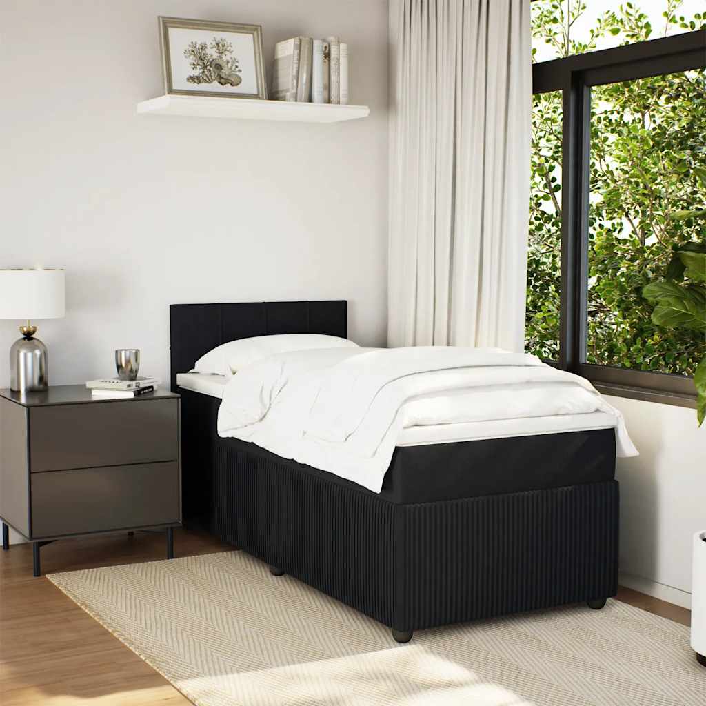 Box spring krevet s madracem crni 90x200 cm baršunasti