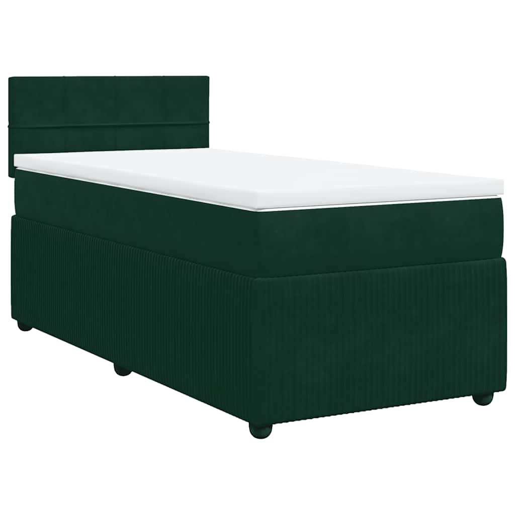 Box spring krevet s madracem tamnozeleni 90x200 cm baršunasti