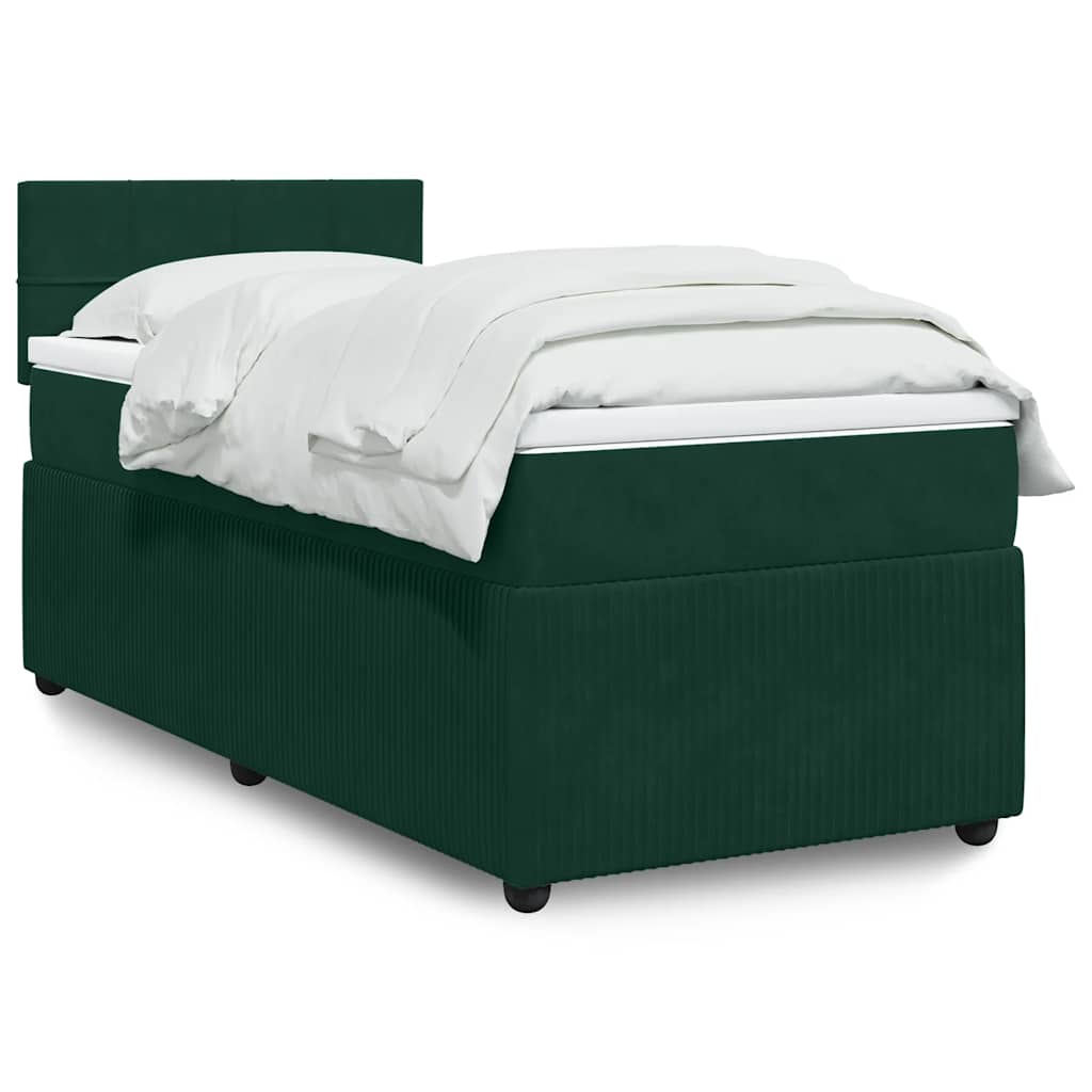 Box spring krevet s madracem tamnozeleni 90x200 cm baršunasti