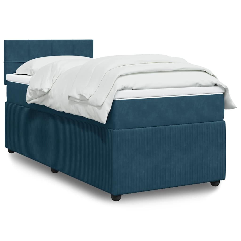 Box spring krevet s madracem plavi 90x200 cm baršunasti