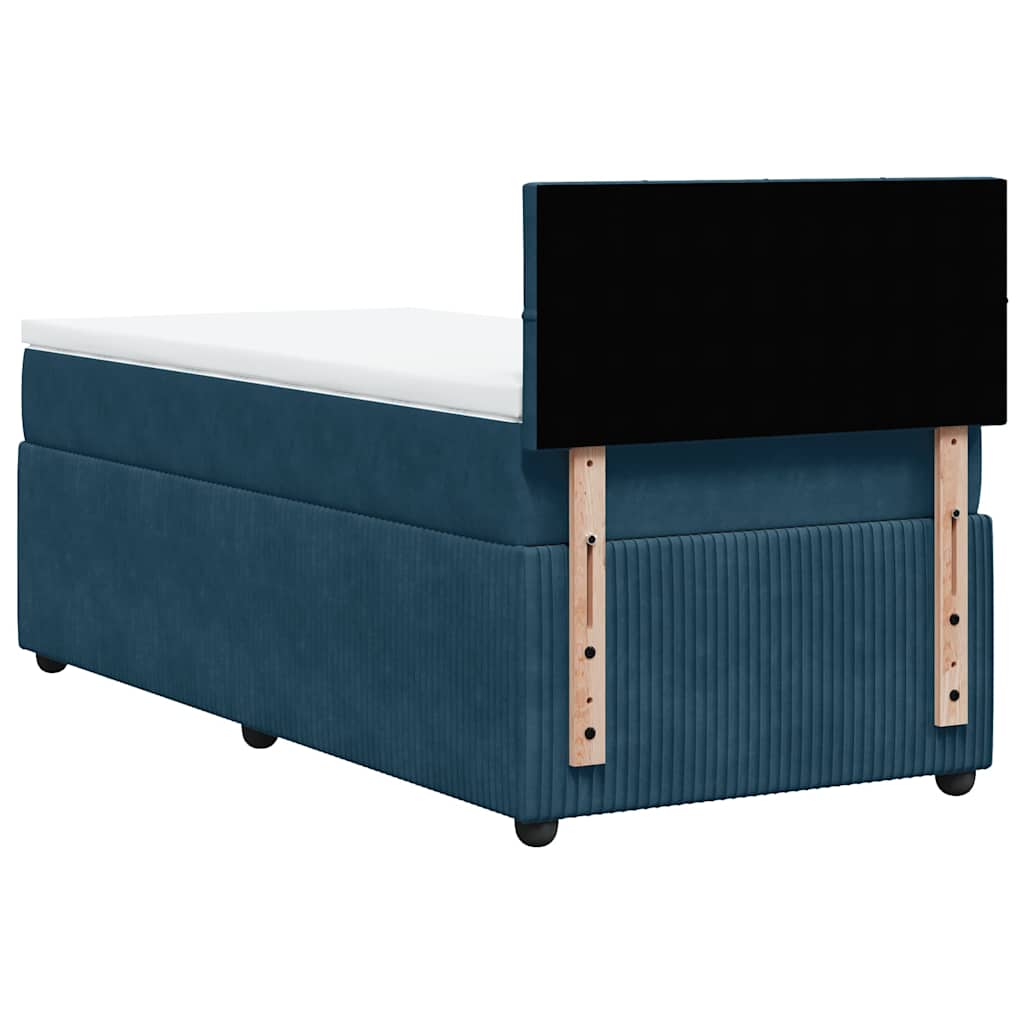 Box spring krevet s madracem plavi 90x200 cm baršunasti