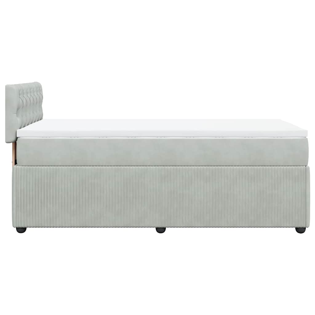 Box spring krevet s madracem svjetlosivi 100x200 cm baršunasti