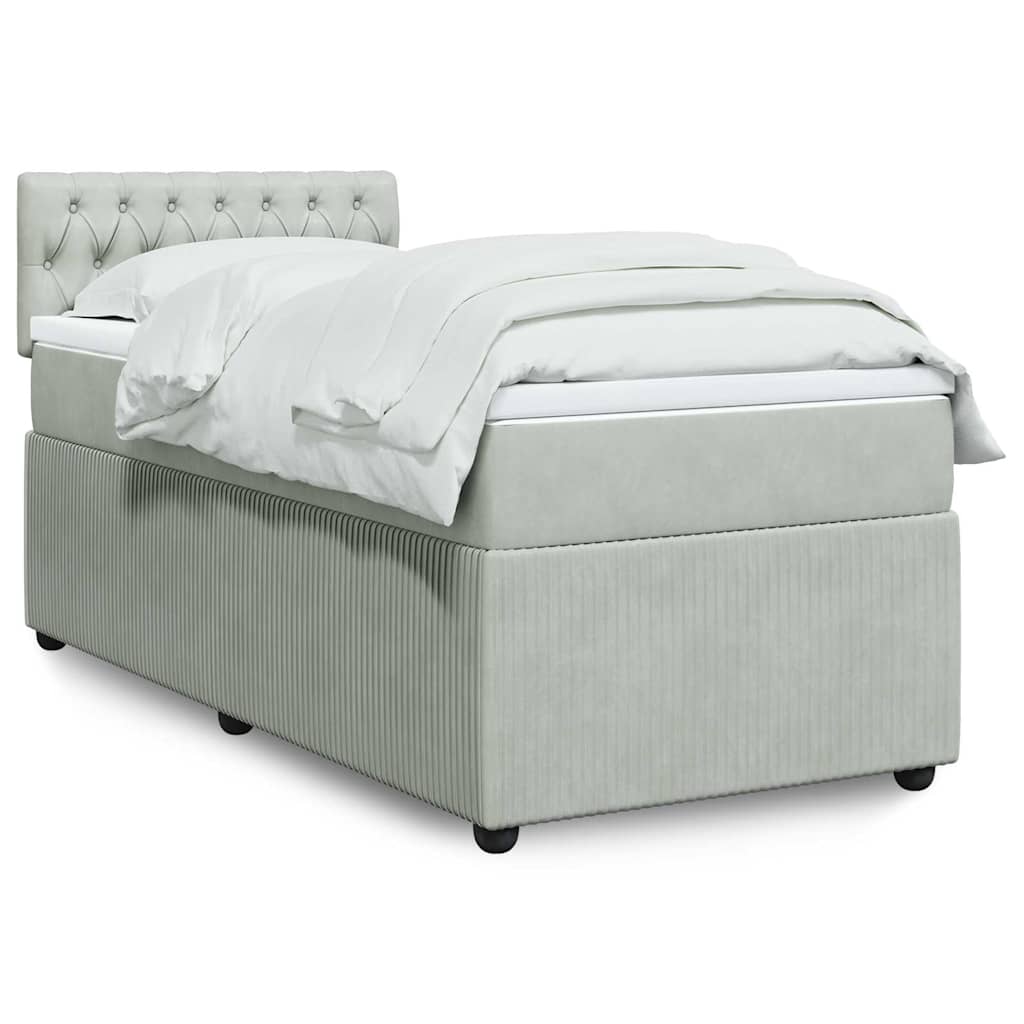Box spring krevet s madracem svjetlosivi 100x200 cm baršunasti