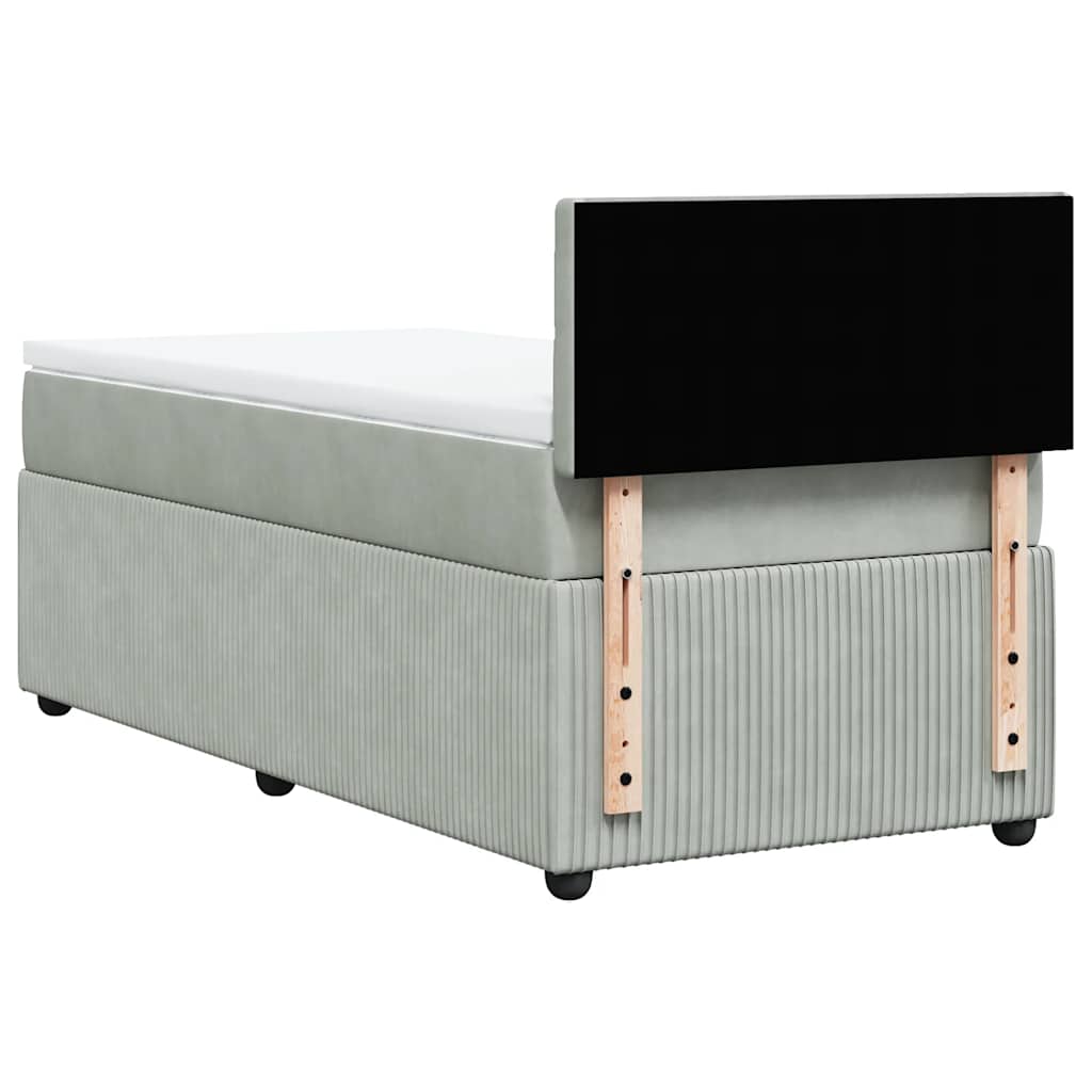 Box spring krevet s madracem svjetlosivi 100x200 cm baršunasti