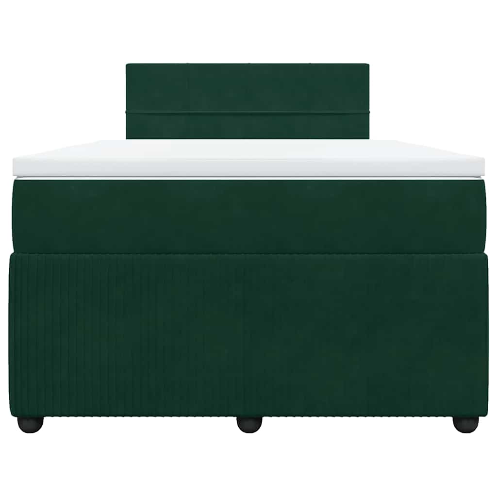 Krevet box spring s madracem tamnozeleni 120x190 cm baršunasti