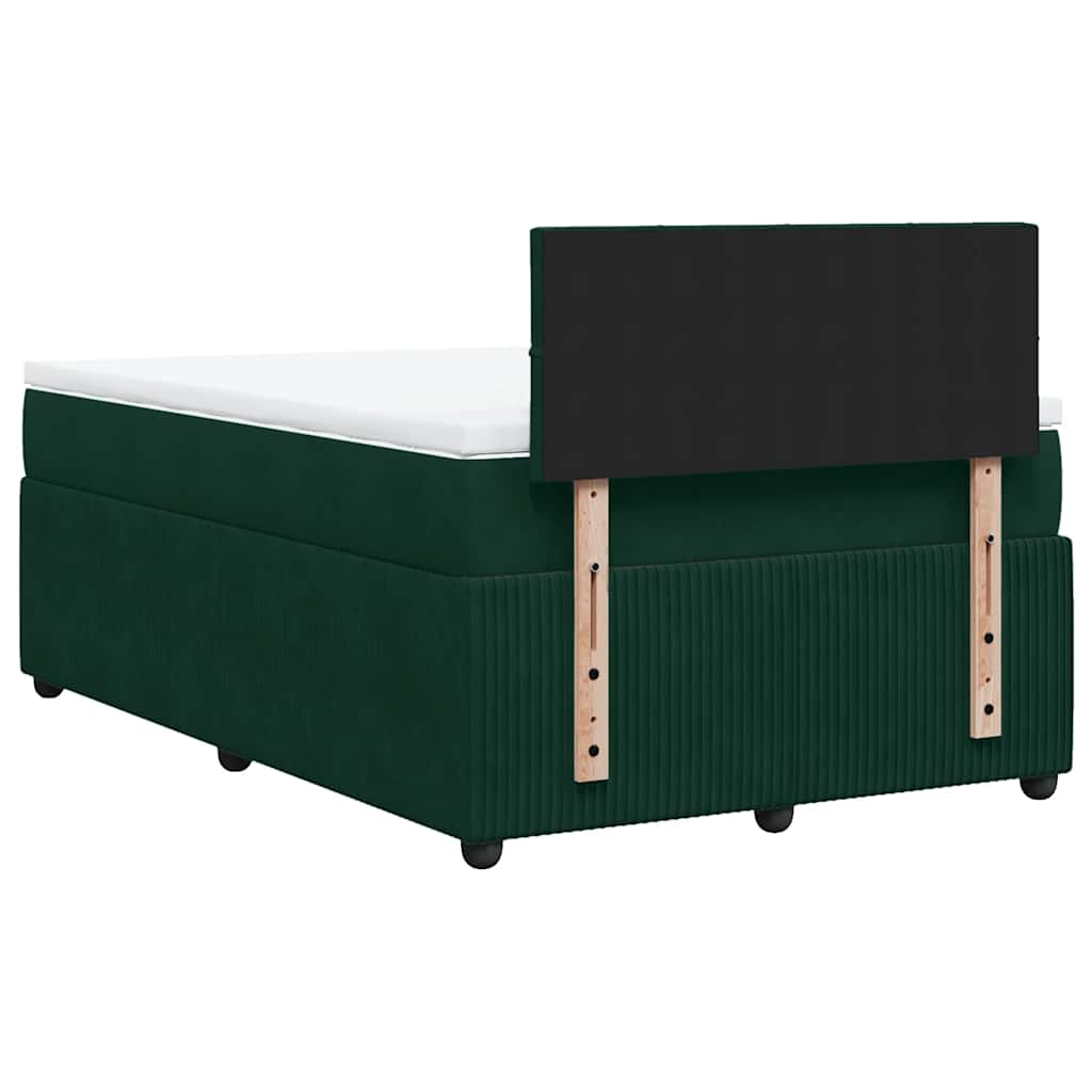 Krevet box spring s madracem tamnozeleni 120x190 cm baršunasti