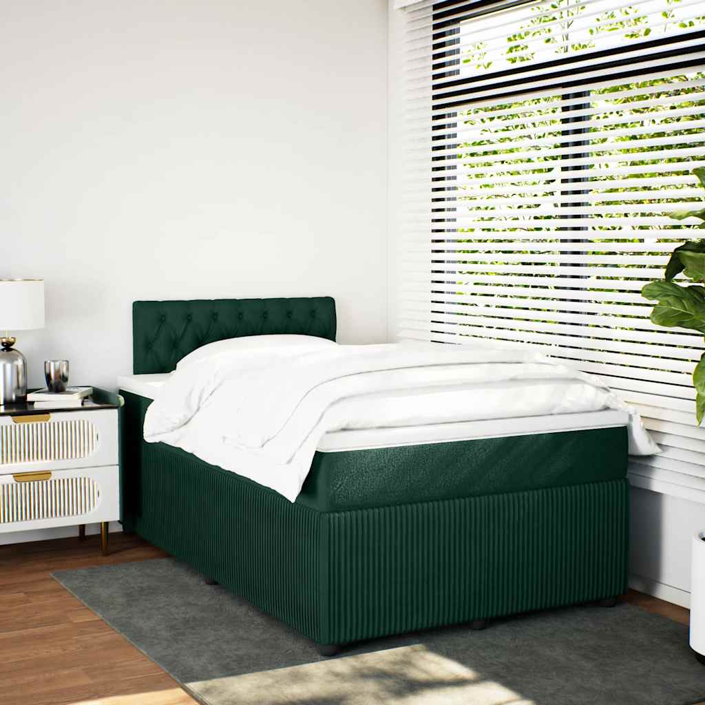 Krevet box spring s madracem tamnozeleni 120x190 cm baršunasti