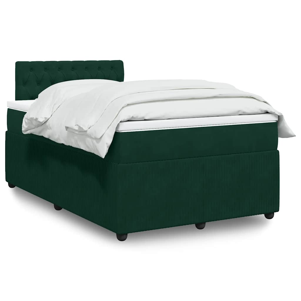 Krevet box spring s madracem tamnozeleni 120x190 cm baršunasti