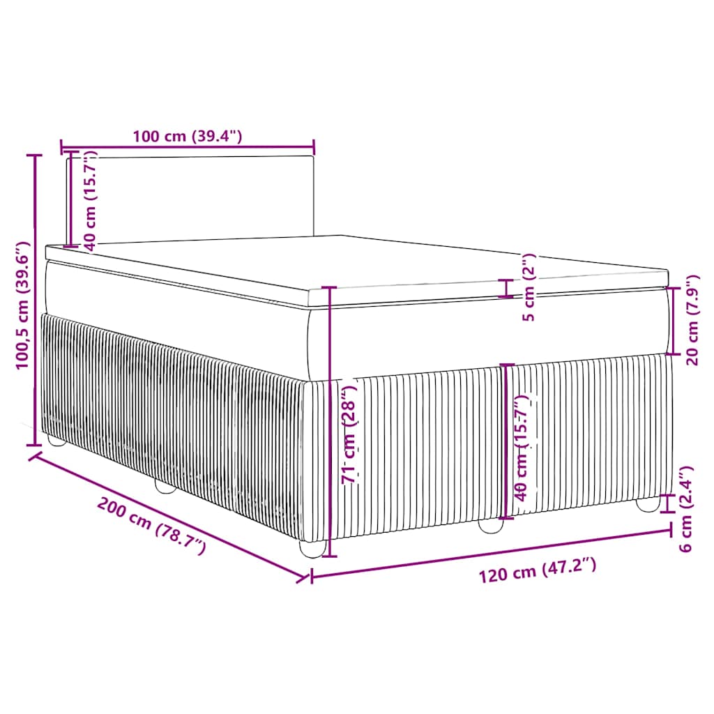 Box spring krevet s madracem crni 120 x 200 cm baršunasti