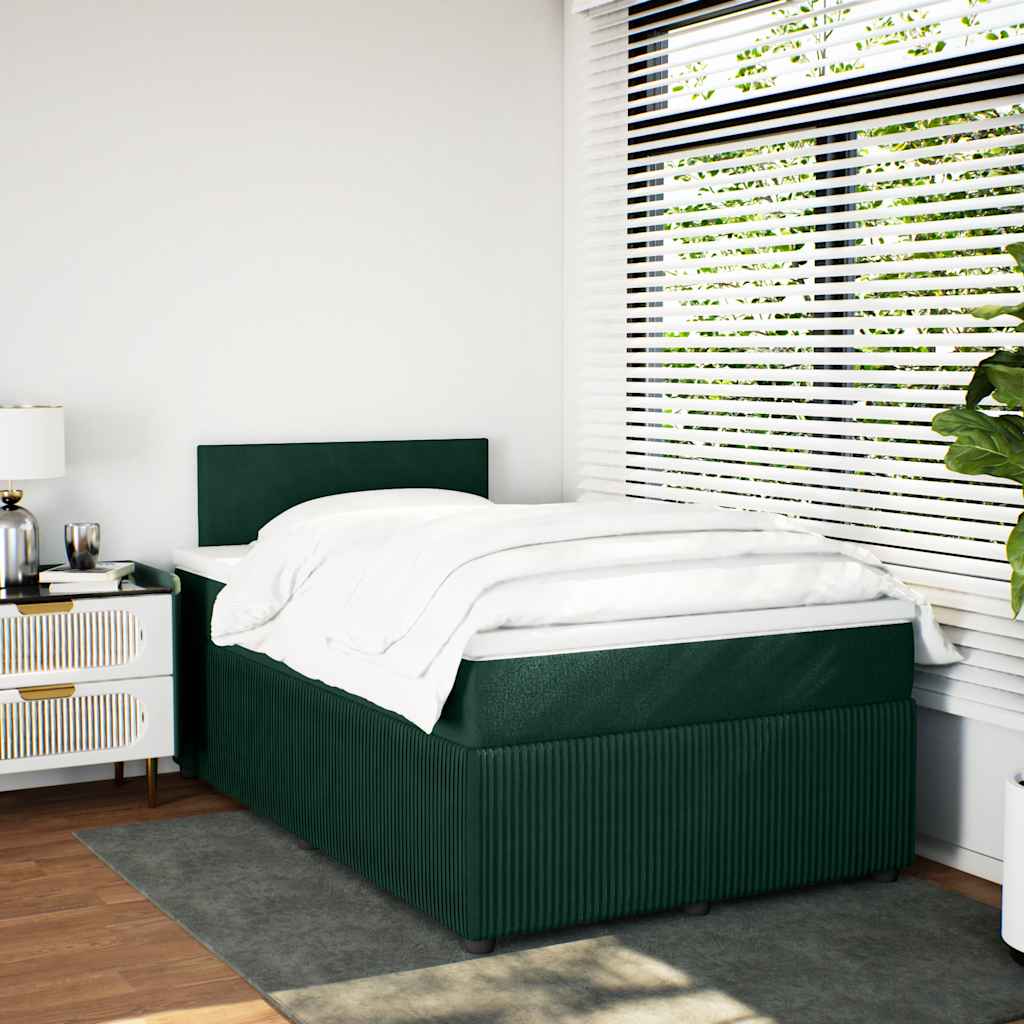 Box spring krevet s madracem tamnozeleni 120x200 cm baršunasti