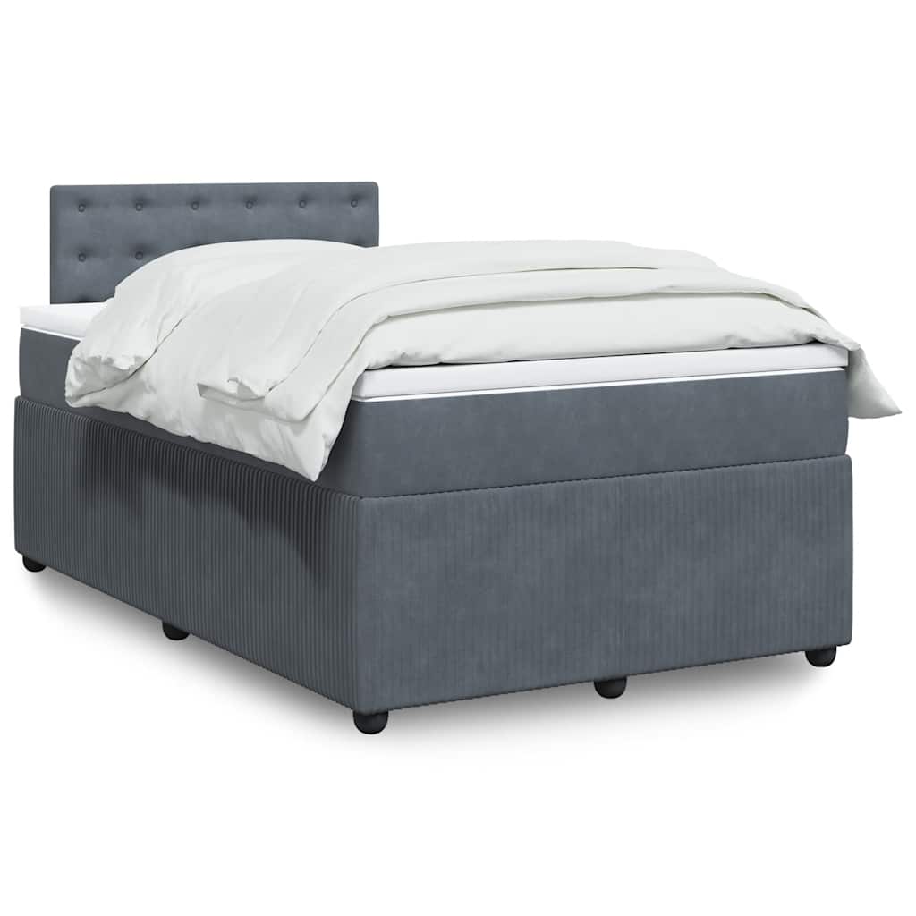 Box spring krevet s madracem tamnosivi 120 x 200 cm baršunasti