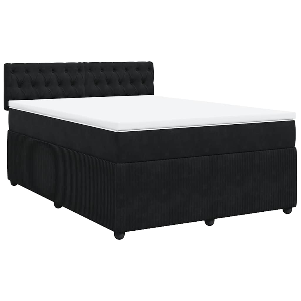 Krevet s oprugama i madracem crni 140 x 190 cm baršunasti