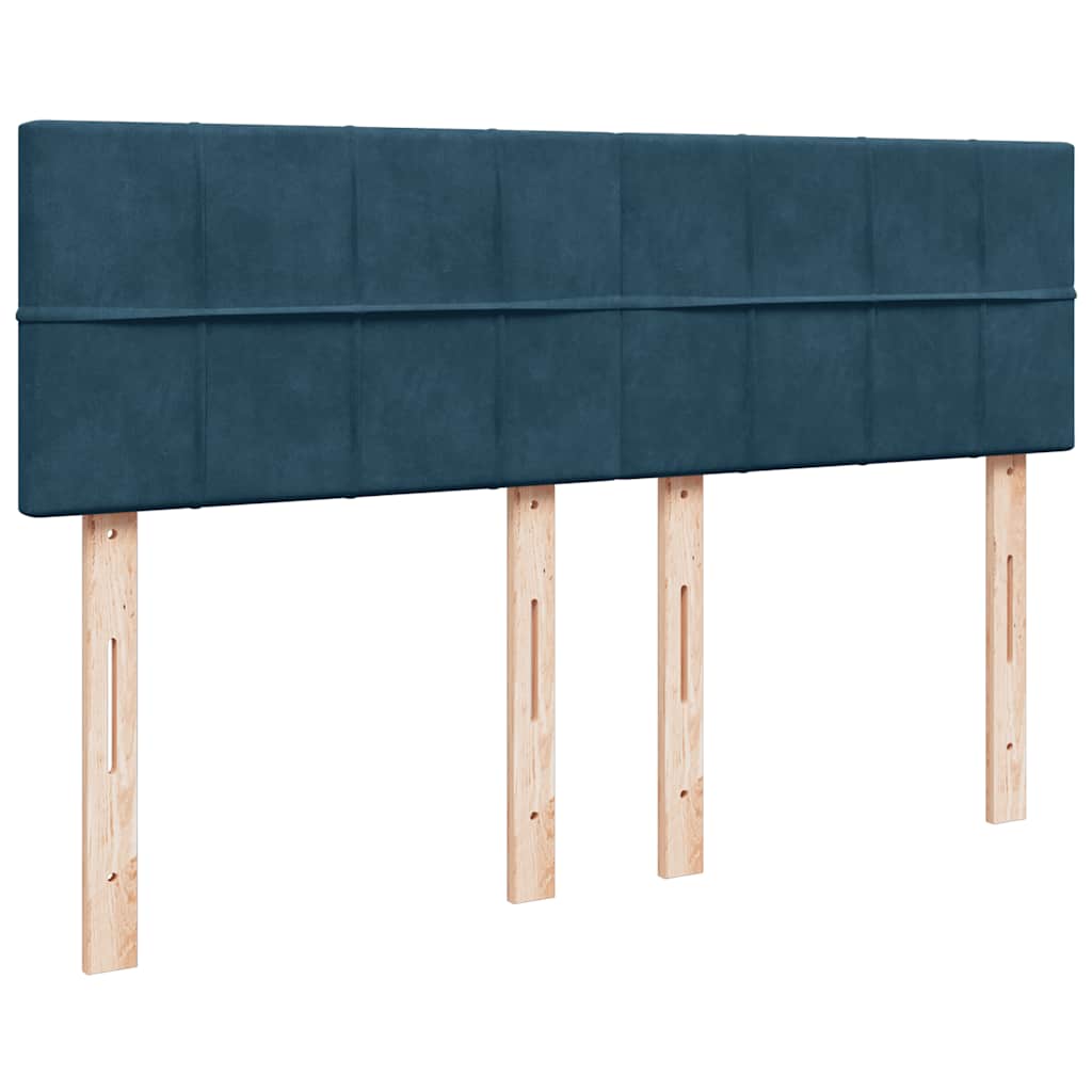 Krevet s oprugama i madracem plavi 140x200 cm baršunasti