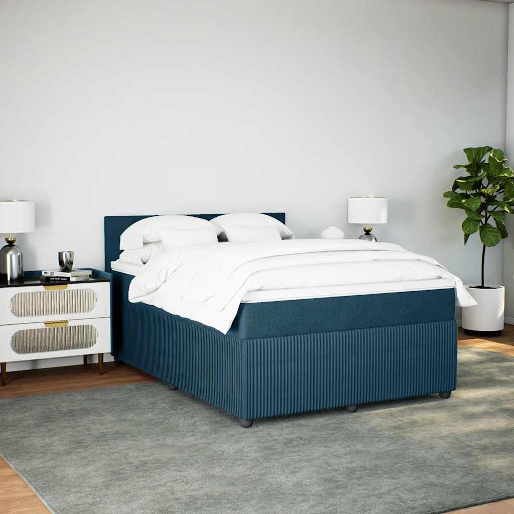 Krevet box spring s madracem plavi 160 x 200 cm baršunasti