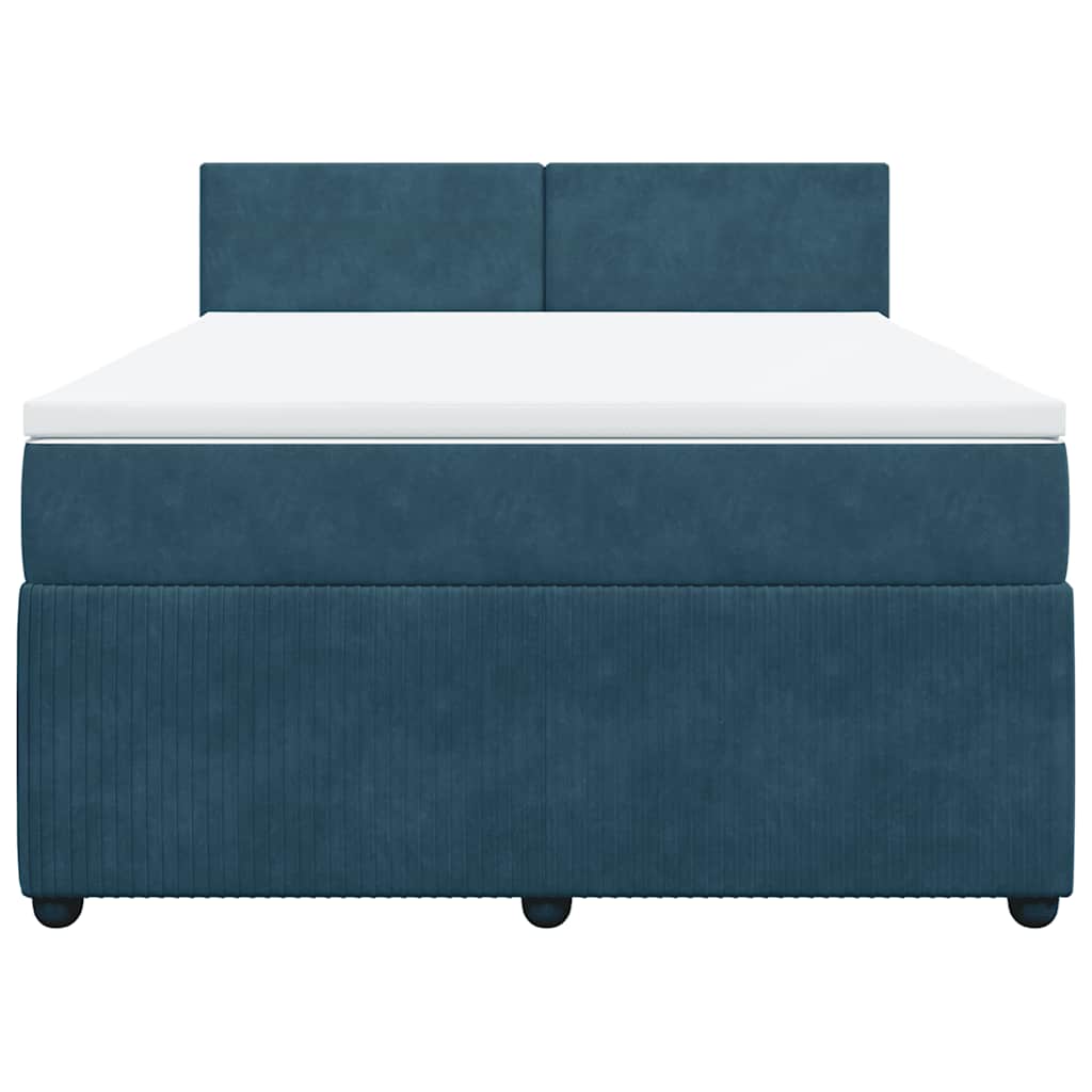 Krevet box spring s madracem plavi 160 x 200 cm baršunasti