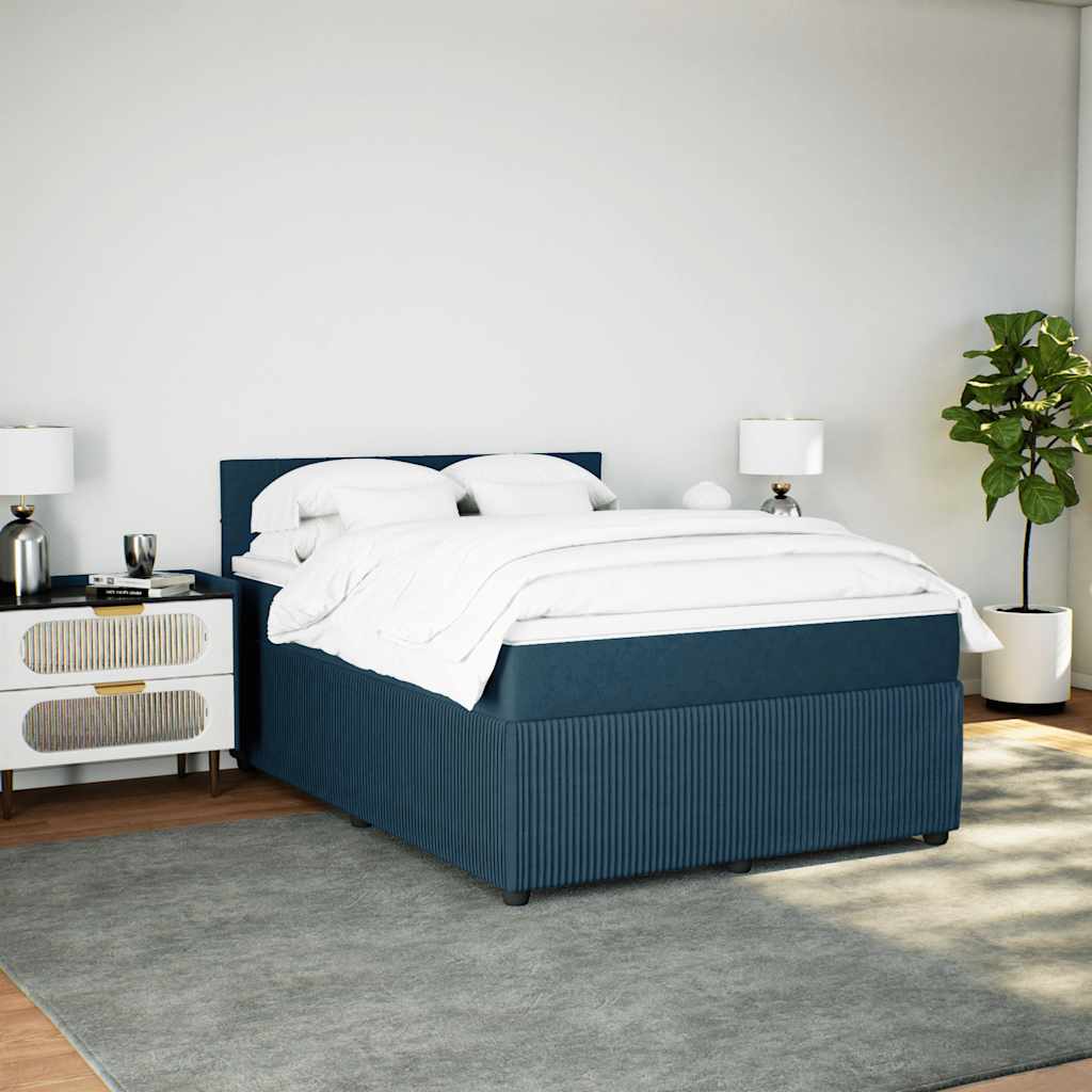 Krevet box spring s madracem plavi 160 x 200 cm baršunasti