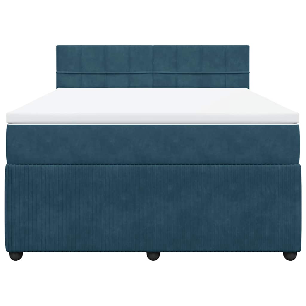 Krevet box spring s madracem plavi 160 x 200 cm baršunasti