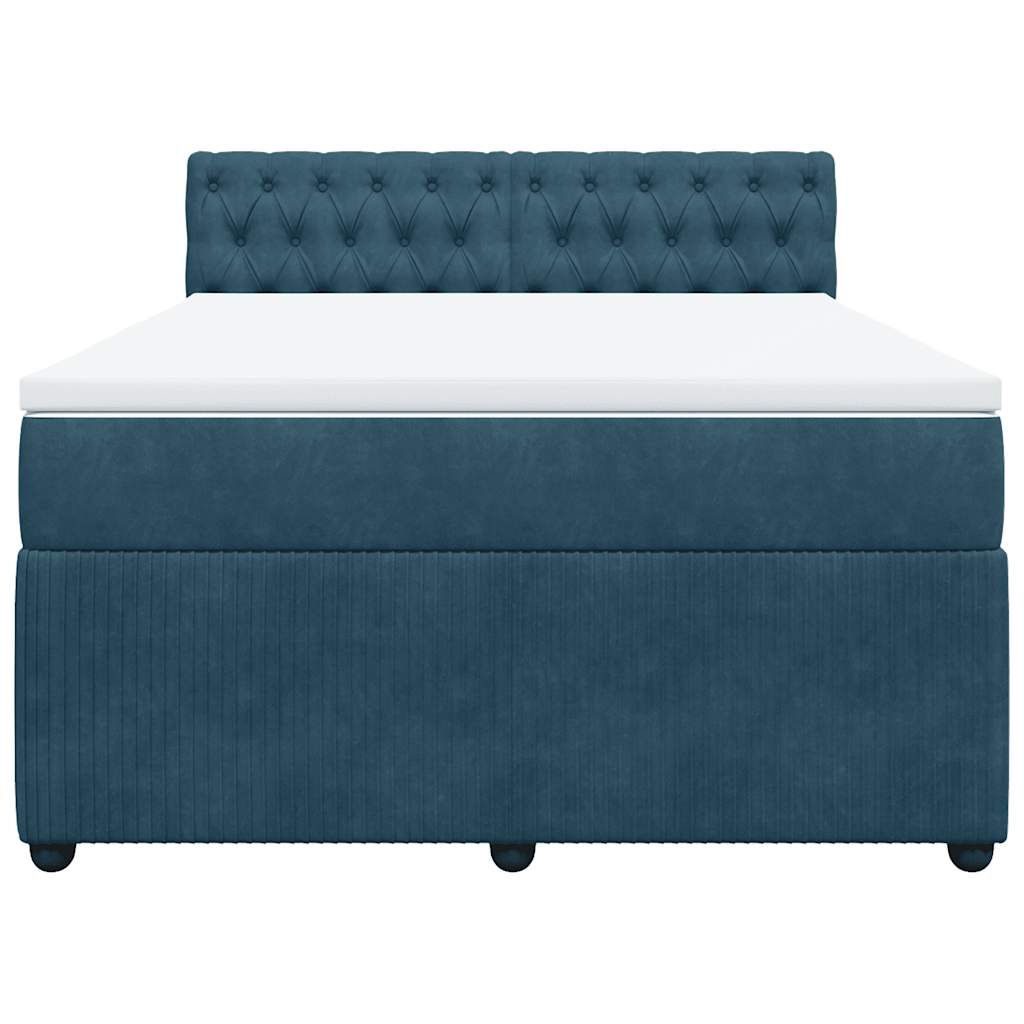 Krevet box spring s madracem plavi 160 x 200 cm baršunasti