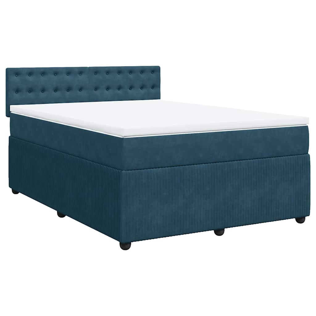 Krevet box spring s madracem plavi 160 x 200 cm baršunasti