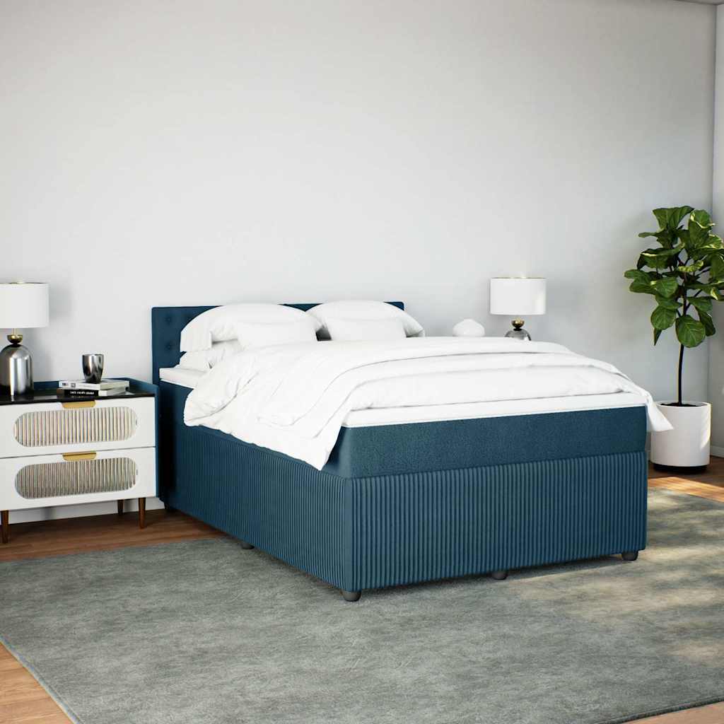 Krevet box spring s madracem plavi 160 x 200 cm baršunasti