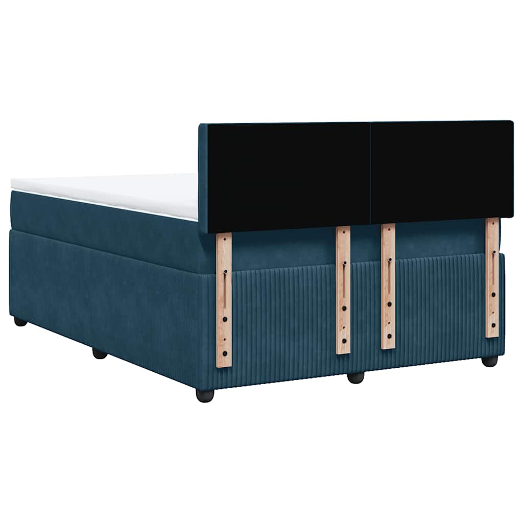 Krevet box spring s madracem plavi 160 x 200 cm baršunasti