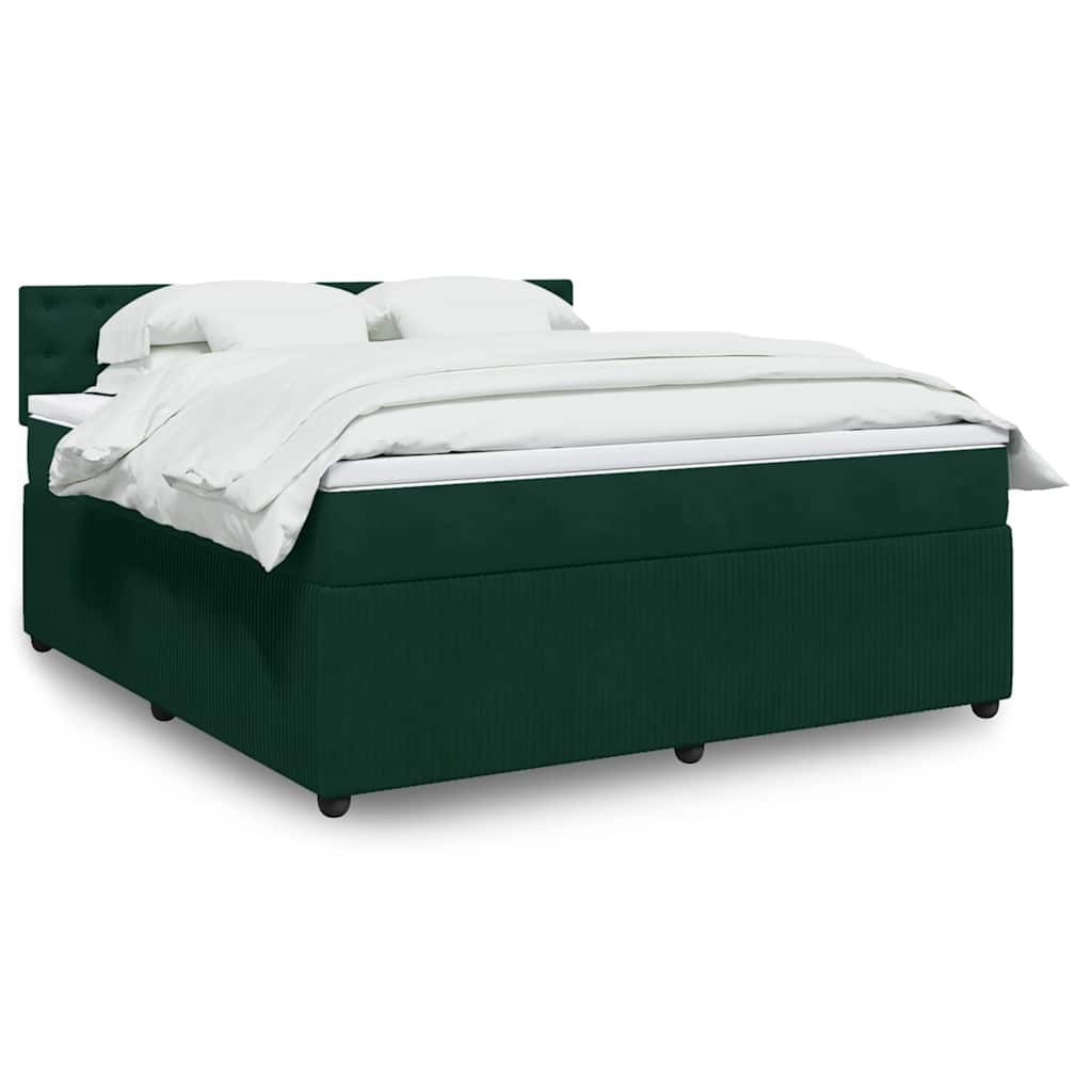 Krevet s oprugama i madracem tamnozeleni 180x200 cm baršunasti