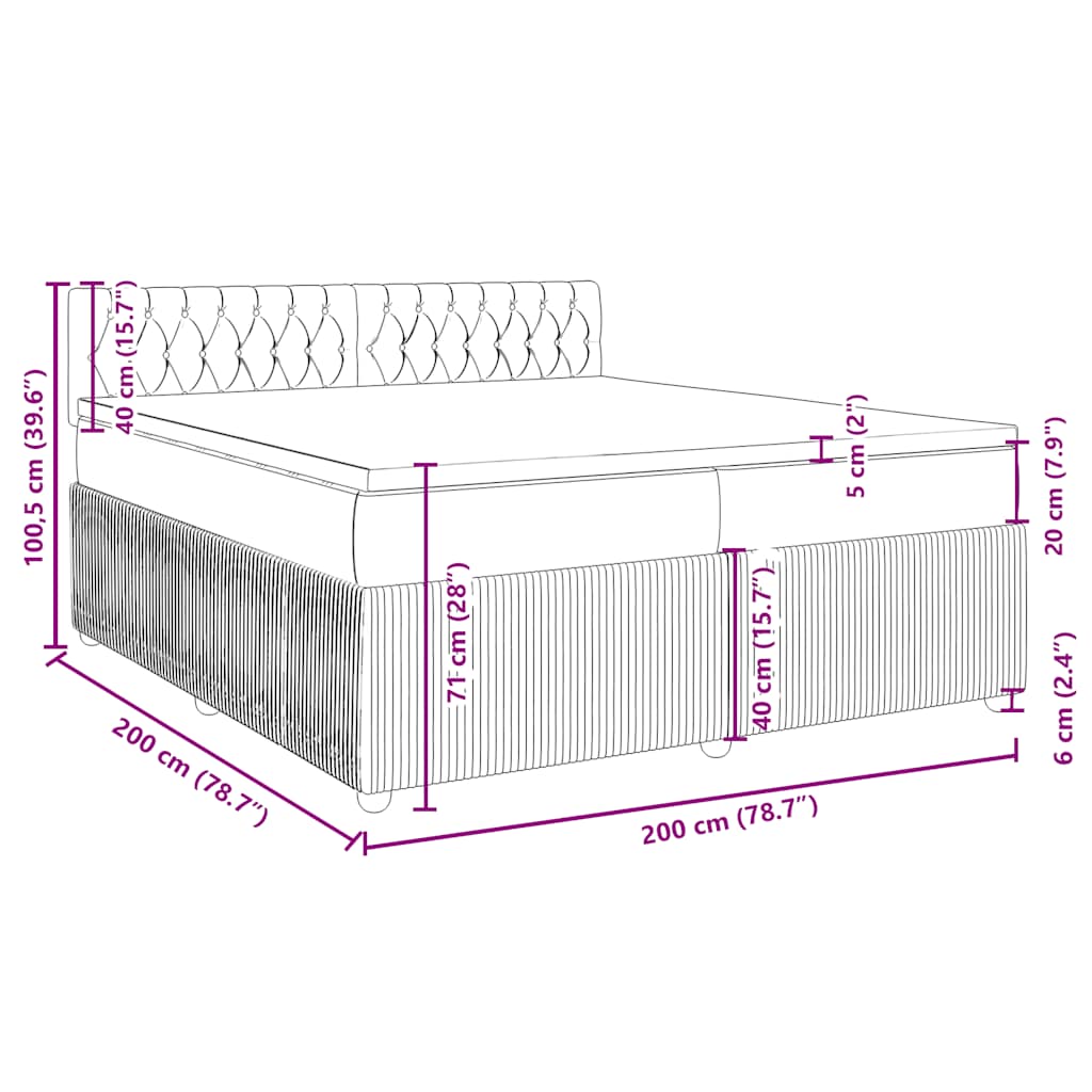 Krevet s oprugama i madracem crni 200x200 cm baršunasti