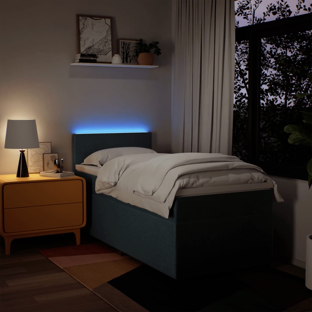 Krevet s oprugama i madracem plavi 80x200 cm od tkanine