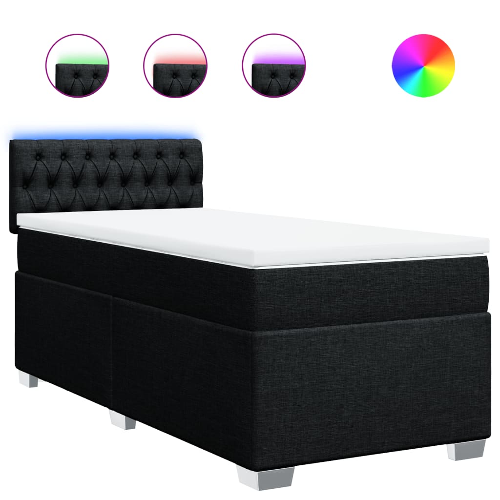 Box spring krevet s madracem crni 80 x 200 cm od tkanine