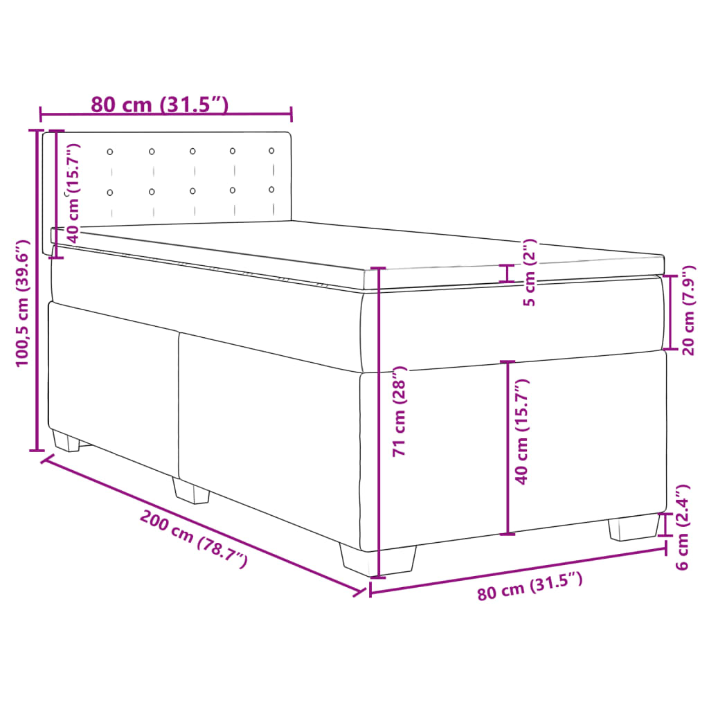 Krevet s oprugama i madracem plavi 80x200 cm od tkanine